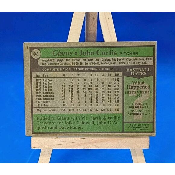 John Curtis #649 Topps 1971 Giants + Miscut Off Center - Picture 3 of 4